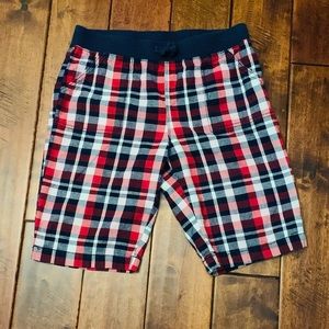 Girl’s Red, White, and Blue Plaid Bermuda Shorts